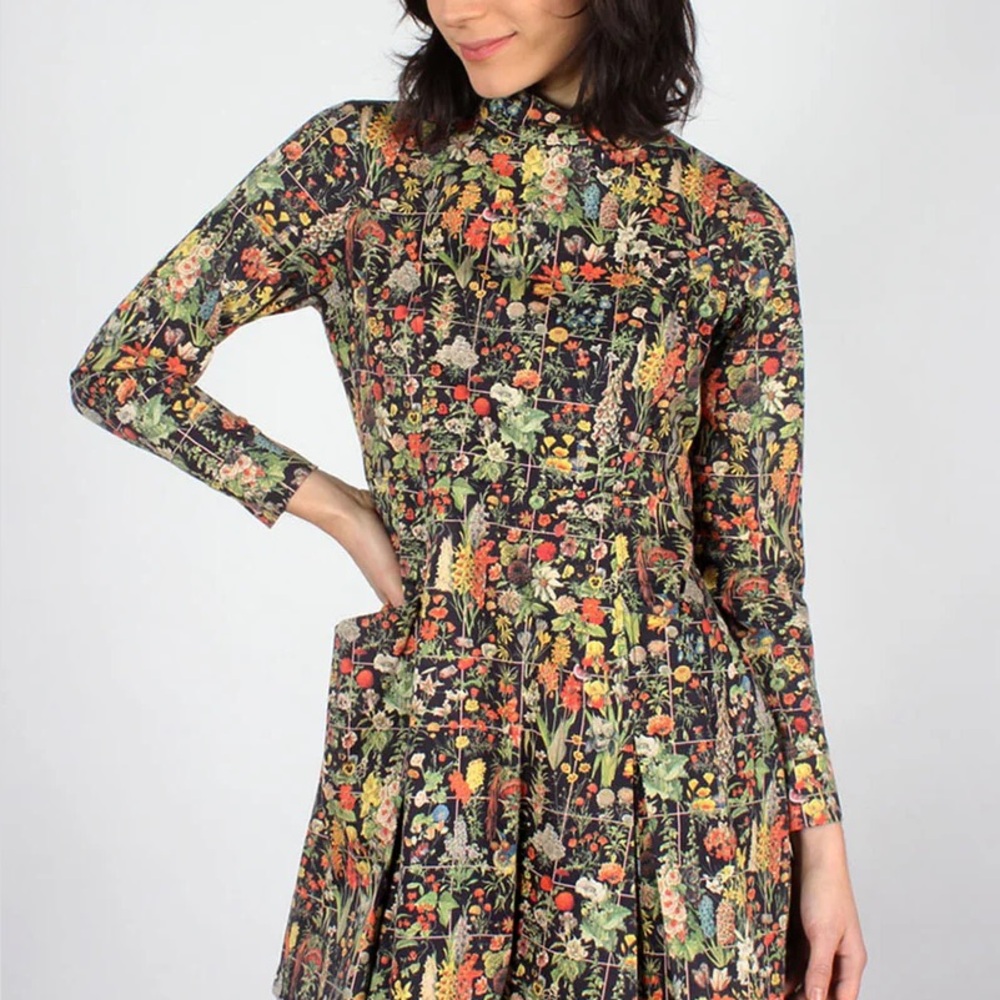 Samantha Pleet botanical grid print Booster Dress